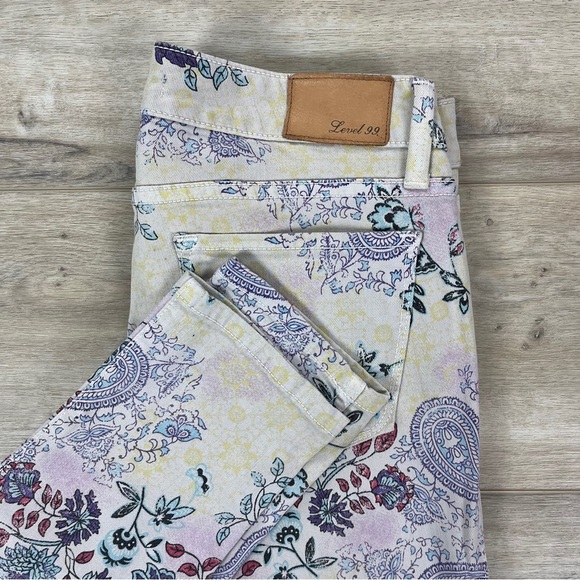Level 99 Janice Ultra Skinny Jeans Floral Paisley Print Krypton Grey Wash - Picture 7 of 11